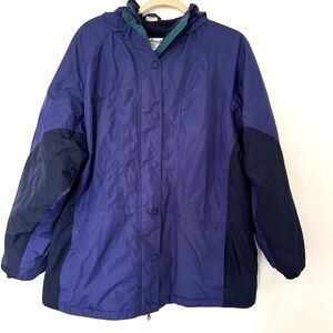 Columbia Color Block Purple Green Lined Hooded Travel Outdoor Gorpcore Jacket XL